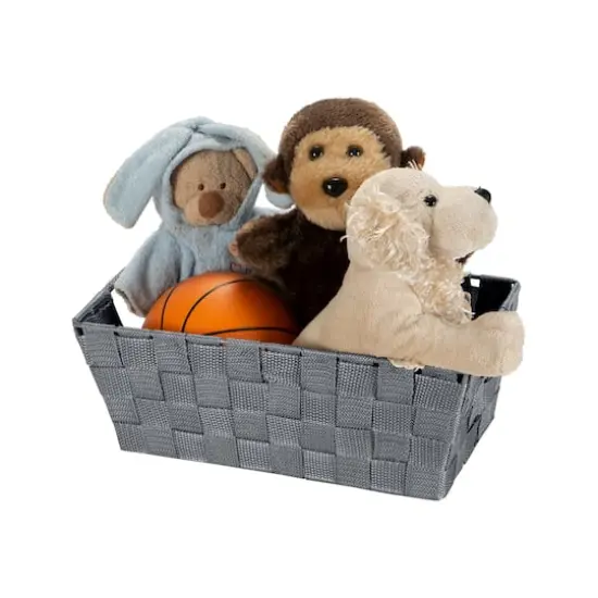 Simplify Small Gray Woven Storage Shelf Bin {5}