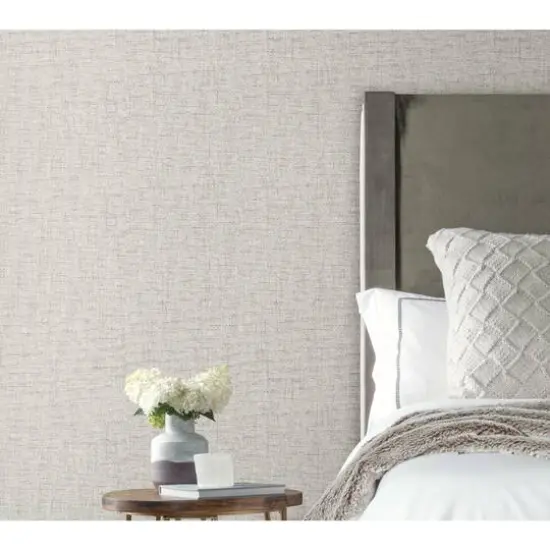 RoomMates Faux Grasscloth Weave Peel & Stick Wallpaper Beige Off-White {4}