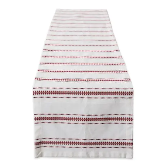 DII&reg; 108" Barn Red Zig Dobby Stripe Table Runner {1}