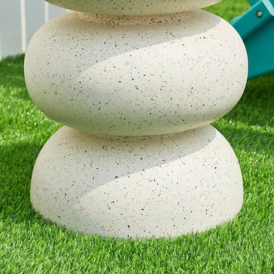 Glitzhome&reg; 18" Multifunctional Faux Terrazzo Garden Stool White {7}