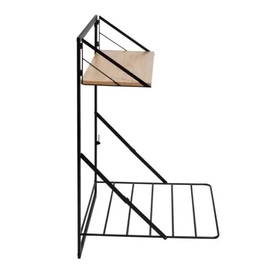 Honey Can Do Black & Maple Wall Mounted Drying Rack with Shelf {12}