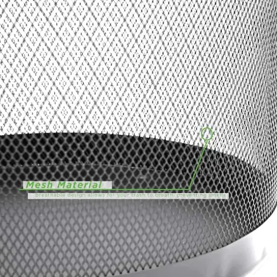 Mind Reader Garbage Round Metal Mesh Waste Basket Recycling Bin Silver {8}