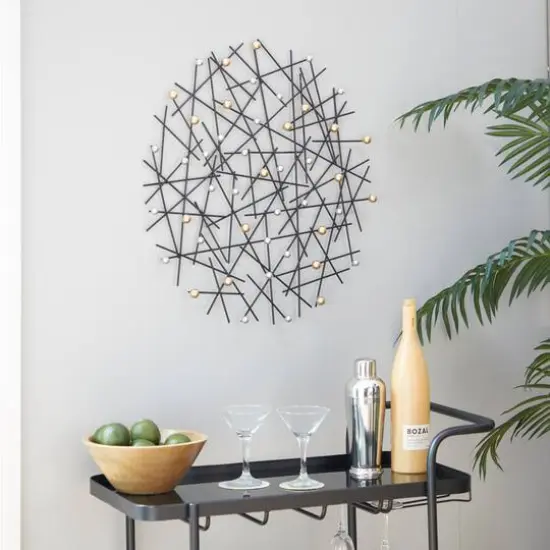 24" Black Metal Contemporary Wall D&eacute;cor {7}