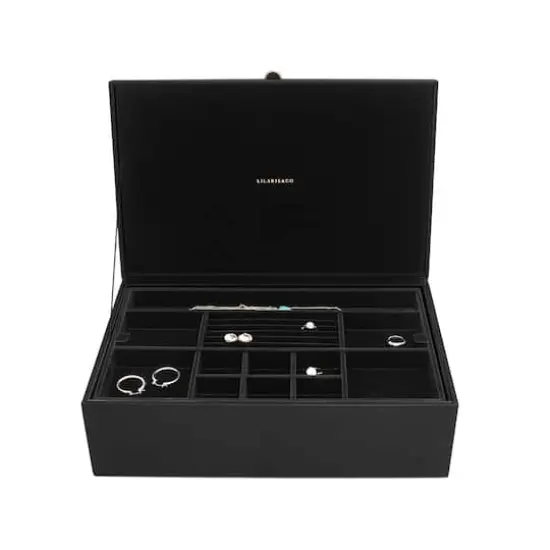 Lilarie & Co. Medium Jewelry Box with Removable Tray Black {3}