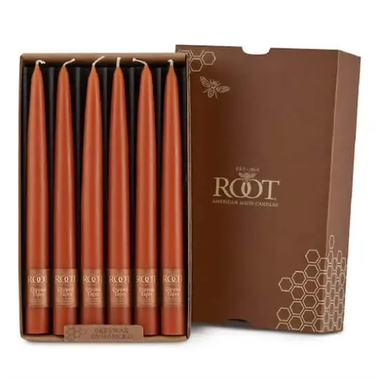 Root Candles 9" Dipped Taper Dinner Candles, 12ct. Rust {1}