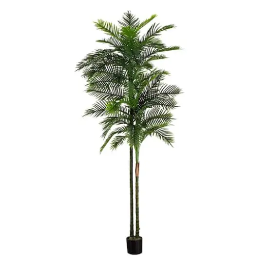 10ft. Potted Green UV Resistant Artificial Double Robellini Palm Tree {1}