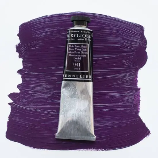 Sennelier Extra Fine Artists' Acrylic Paint, 60mL 941 Permanent Violet Dark {4}