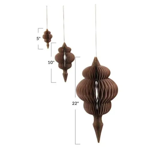 Hello Honey&reg; Brown Honeycomb Finial Paper Ornament Set {5}