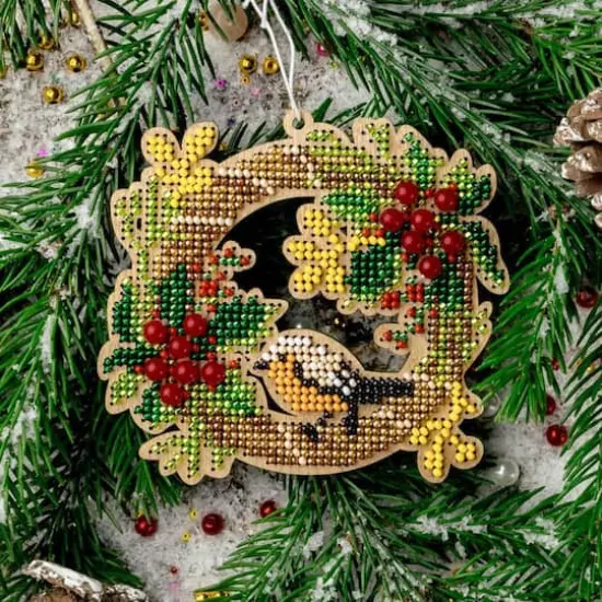 Wonderland Crafts Bird & Wreath Bead Embroidery on Wood Kit {3}