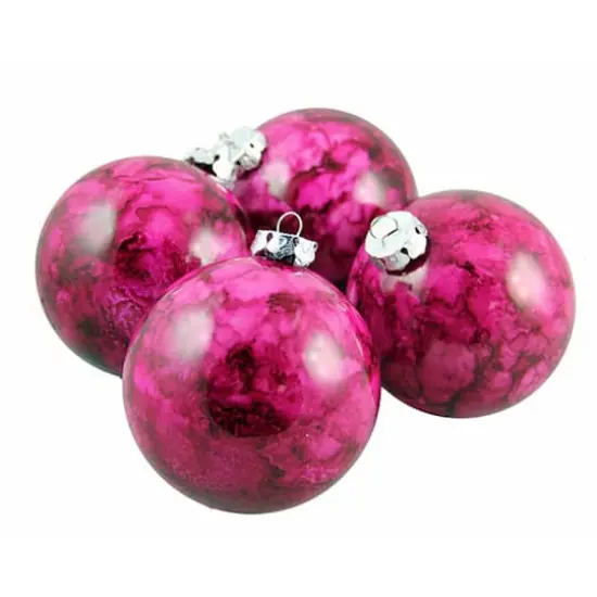 4ct Marbled Red Violet Shatterproof Ball Ornaments {5}