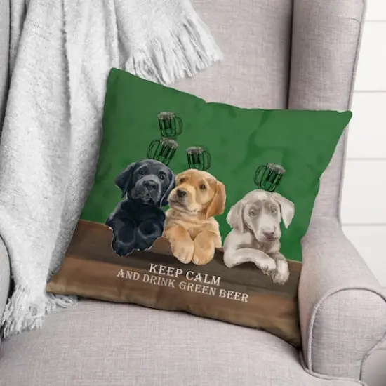 Keep Calm Drink Beer Dogs 18" x 18" Throw Pillow {3}