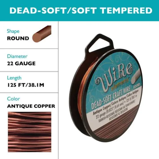 The Beadsmith&reg; Wire Elements&trade; 22 Gauge Tarnish Resistant Soft Temper Wire, 125ft. Antique Copper {6}