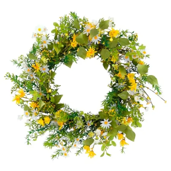 24'' Multicolored Artificial Daisy Floral Spring Wreath {1}