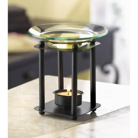 4.5" Modern Art Metal & Glass Candle Oil Warmer {3}