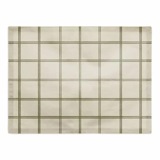Green & Cream Check Cotton Twill Placemat {1}