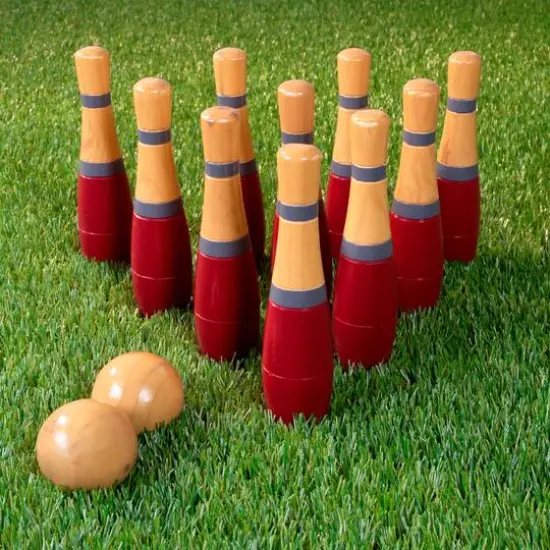 Toy Time Lawn Bowling & Skittle Ball Game Red {9}