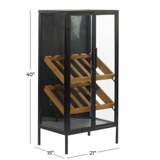 40'' Black Wood Contemporary Standing Wine Rack {9}