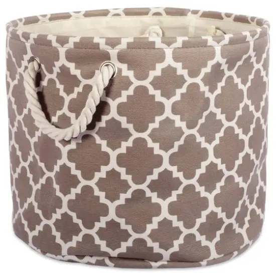 DII&reg; Large Round Polyester Lattice Bin Brown {1}