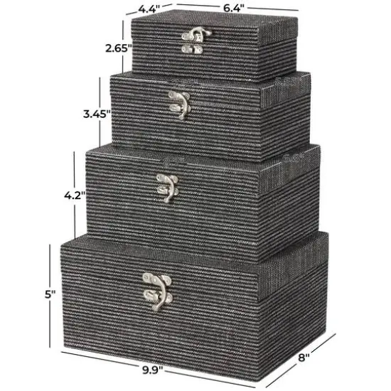 Fabric Decorative Storage Box Set Black {8}
