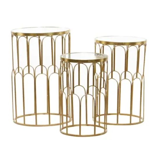Gold Metal Glam Accent Table Set {3}