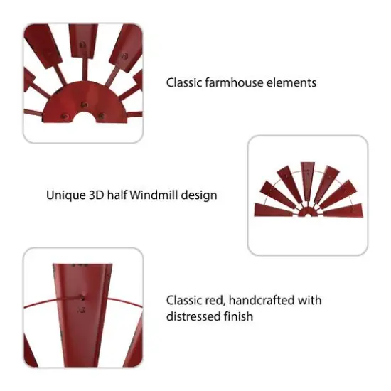 Glitzhome&reg; 32" Red Half Wind Spinner Wall D&eacute;cor {7}