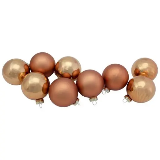 9ct. 2.5" Bronze 2-Finish Glass Ball Christmas Ornaments {6}
