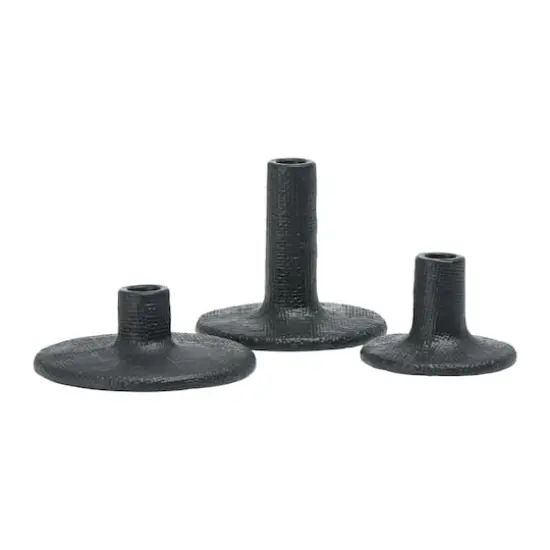 Hello Honey&reg; Stoneware Taper Candle Holder Set Black {1}