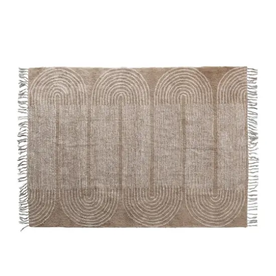 Hello Honey&reg; Brown Boho Cotton Tufted Rug With Arched Geometric Pattern & Fringe, 84" x 60" {1}
