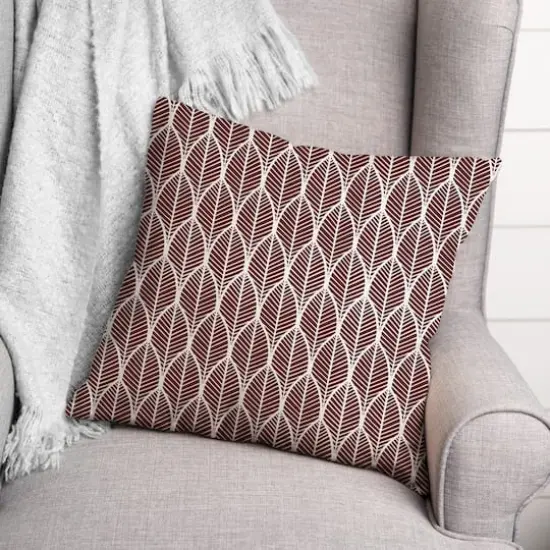 Leaf Pattern Indoor/Outdoor Throw Pillow Maroon {3}