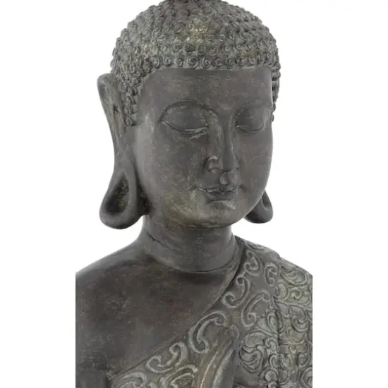21" Brown Bohemian Polystone Buddha Sculpture {4}