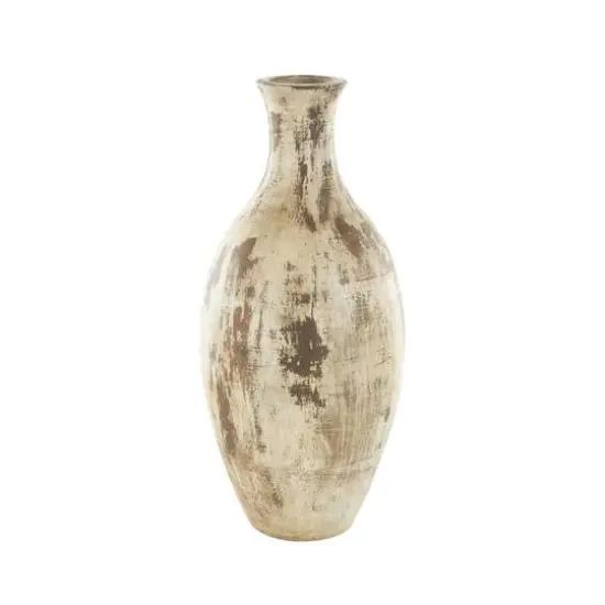 Brown Ceramic Antique Style Distressed Vase {1}