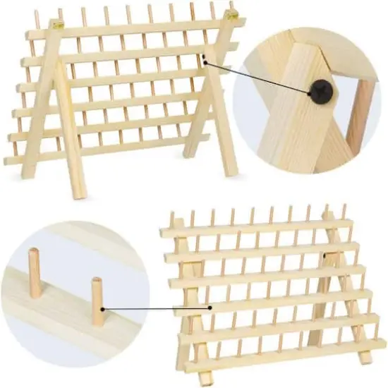 NEX&trade; Natural 60-Spool Wooden Sewing Thread Organizer Rack, 2ct. {4}