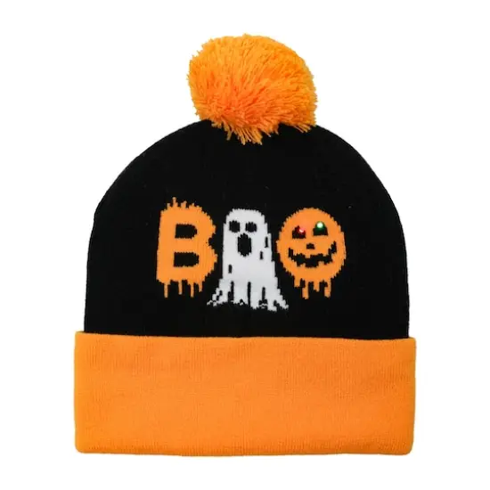 Orange & Black Light Up Boo Beanie by Celebrate It&trade; {1}