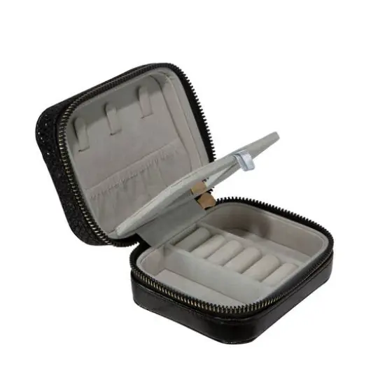 Ruby + Cash Black Sequin Mini Faux Leather Zippered Travel Jewelry Organizer Box {8}