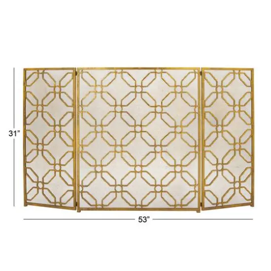 Gold Metal Contemporary Fireplace Screen {6}