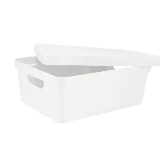Simplify 14.5" Vinto Storage Box with Lid White {4}