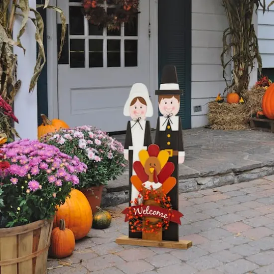 Glitzhome&reg; 36" Thanksgiving Pilgrim Couple Porch D&eacute;cor {3}