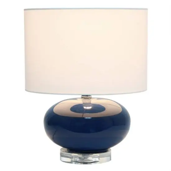 Lalia Home 15.25" Ovaloid Glass Table Lamp with White Shade Blue {5}