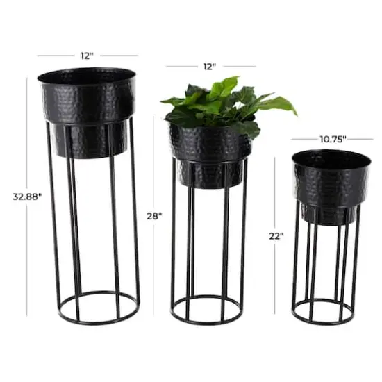 Black Metal Nesting Planter & Stands Set {8}