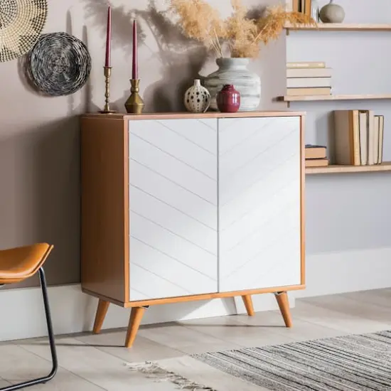 Walker Edison Chevron 2 Door Accent Cabinet {4}