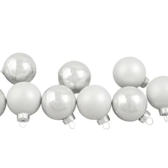 9ct. 2.5" Shiny & Matte White Glass Ball Ornaments {3}