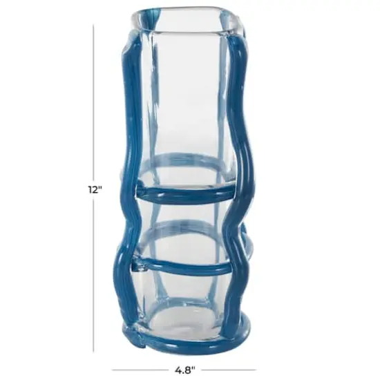 Blue Recycled Glass Vase with Glass Framing {9}