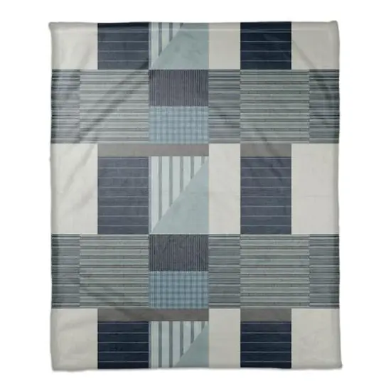 Patchwork Blues Coral Fleece Blanket {1}