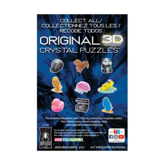 3D Crystal Puzzle - Roses in a Vase (White): 47 Pcs {5}