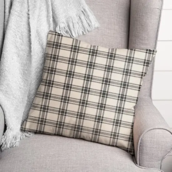 Black Plaid Throw Pillow {4}