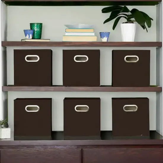 6 Pack Household Essentials 11" Fabric Storage Bins Brown {3}