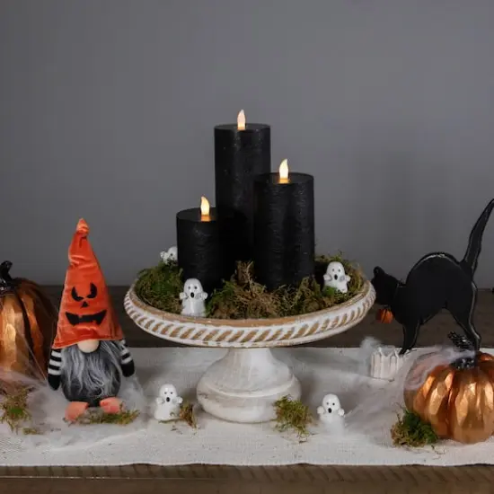 Black Flickering LED Halloween Wax Pillar Candles, 3ct. {4}