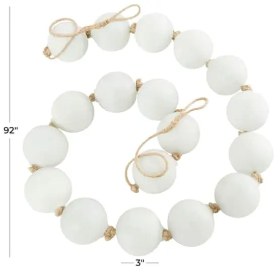 8ft. Extra Long Handmade Glass Beaded Garland with Tassels White {4}