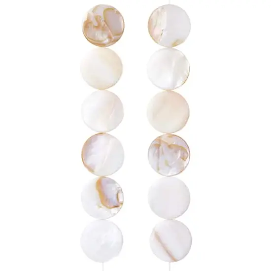 White Natural Shell Lentil Round Beads, 25mm by Bead Landing&trade; {4}