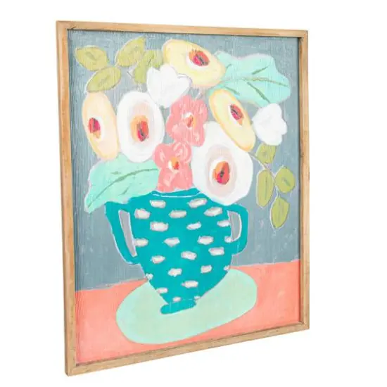 Hello Honey&reg; Multicolor Flowers in Vase Wall Art with Boho Wood Frame & Glass Cover {7}